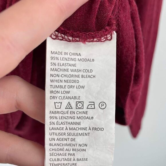 Prana Women's Cowl Neck Stretch High Low Hem Long Sleeve T-Shirt Red Size Large - Picture 4 of 8